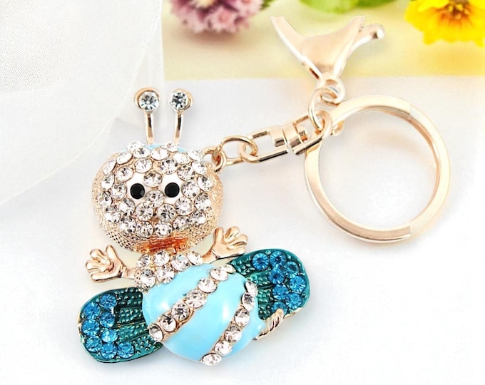 Rhinestone Bee Keychain: Sparkle Purse/Backpack Charm