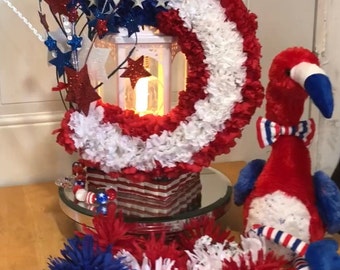 Patriotic Lantern, 4th of July Patriotic Lantern, 4th Of July Table Latern
