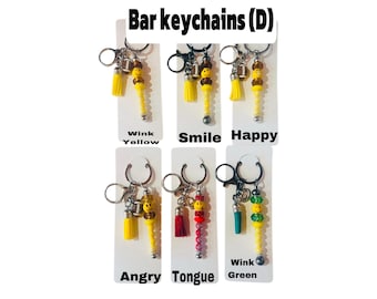 Keyring Beaded Bar, Beaded Bar Keychain Charms