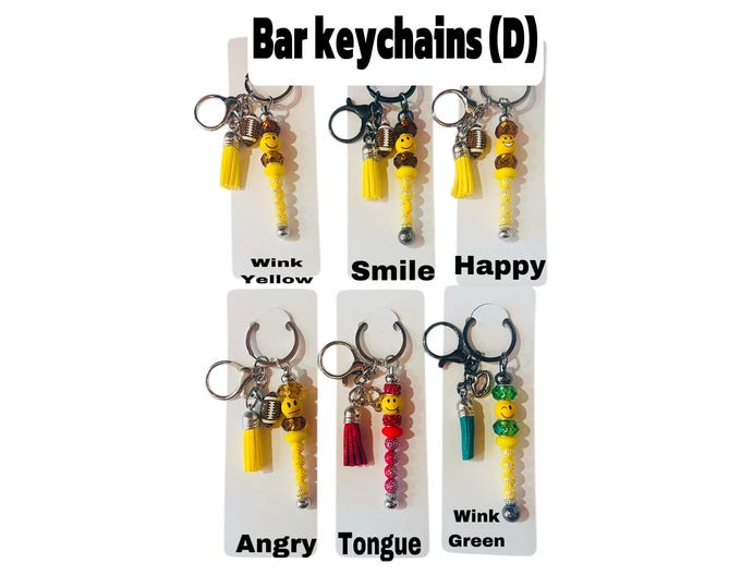 Keyring Beaded Bar, Beaded Bar Keychain Charms