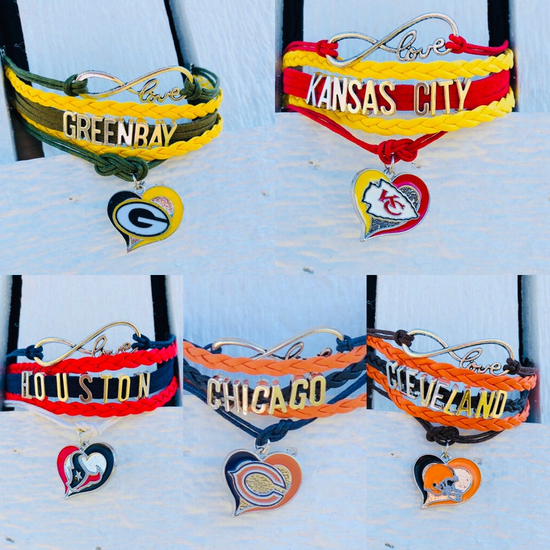Charm Bracelet Infinity Love Football Bracelet Green Bay Packers Sports Fans Wrap Bracelets Charm Handmade Sports Fans