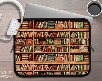 Bookcore Bibliothek Bücherregal Laptophülle, Dark Academia iPad Tablet Hülle, Laptop Reisetasche gepolsterte Tasche, Buchliebhaber Leser Bücherwurm Geschenk