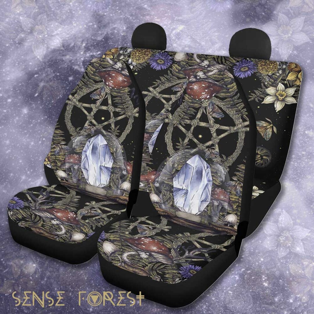 Mystical Crystal Witchy Forest Car Seat Cover, Cottagecore Seat Covers