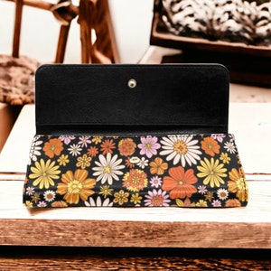 Retro 70s Hippies Daisy floral Canvas Satchel bag, Cute women boho crossed body purse, cute vegan leather strap hand bag, hippies boho gift image 8