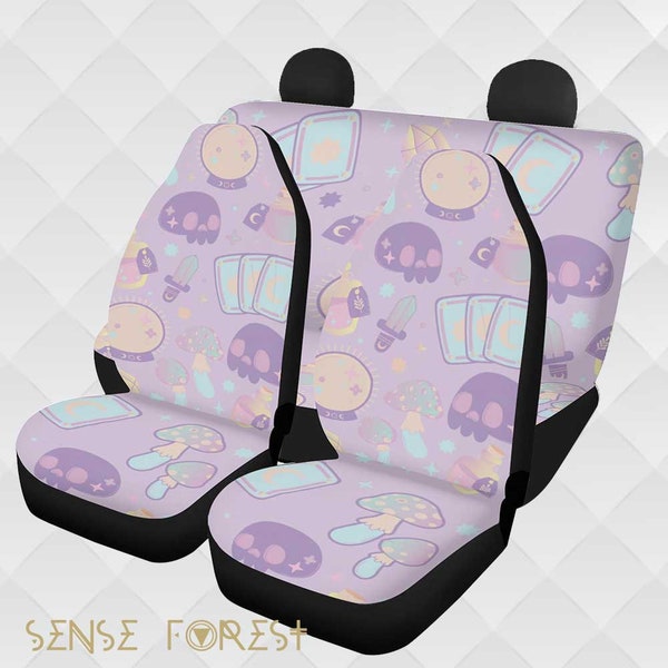 Spooky Kawaii Pastel Goth Car Seat Covers, Baby witch cute skull Mystical Seat Covers for vehicle, car interior decor, car accessories gift