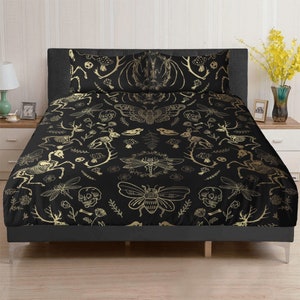 Dark Cottagecore Forest Animal bones Witchy 3 Pcs Beddings, Oddities Dark academia bedroom decor, Witchy duvet cover pillowcase set