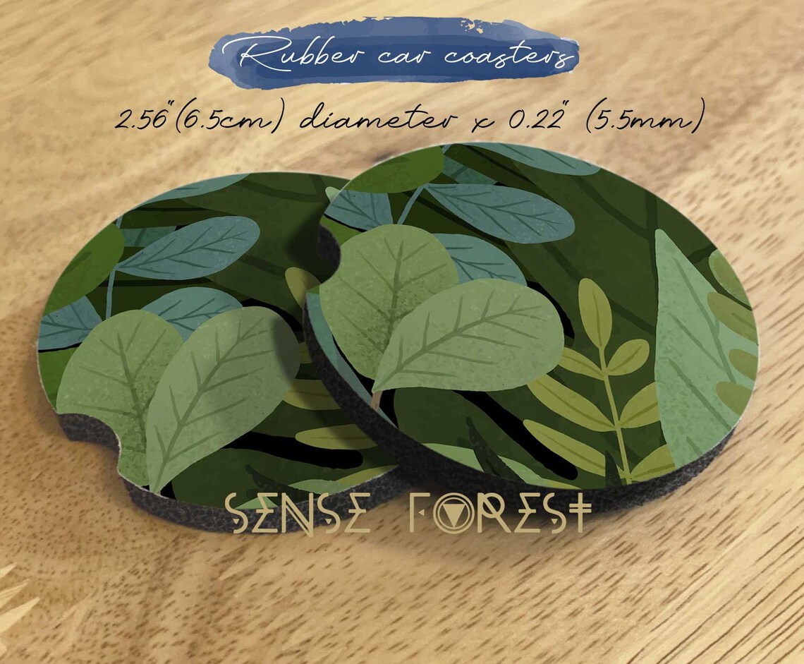 Green Witch Rubber Car Coasters Cute Forest Green Leaf Soft Etsy