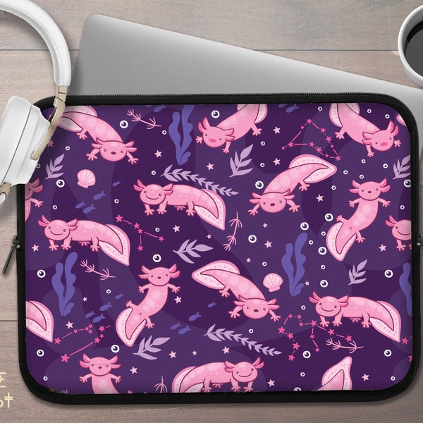 Kawaii Purple Constellations smiley Axolotl laptop sleeve, cute walker fish 7"10" 13" 15" 17" Laptop Macbook Cover Tablet Accessories