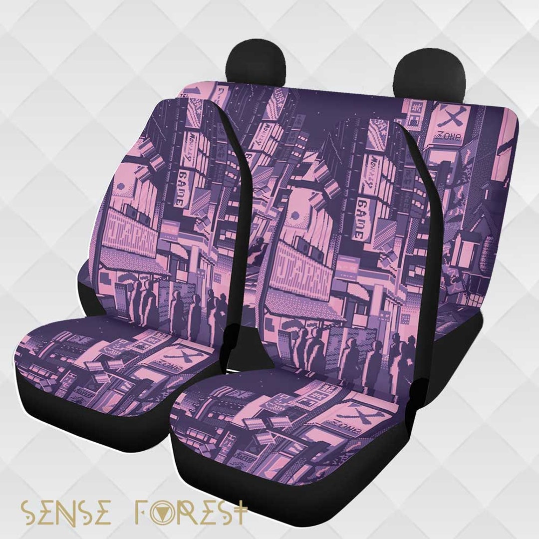 Buy Kawaii Pink Lo Fi Anime Car Seat Covers, Japanese Manga Tokyo Street Car  Seat Cover for Vehicle Women Car Interior Decor Accessories Gift Online in  India 