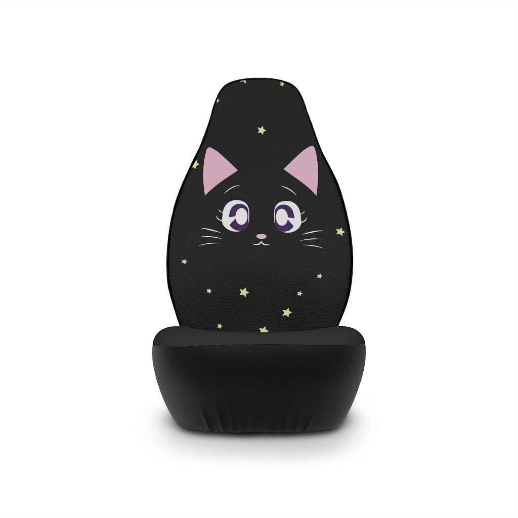 Kawaii schwarze Katze funkelnde Sterne Autositzbezüge, niedliche