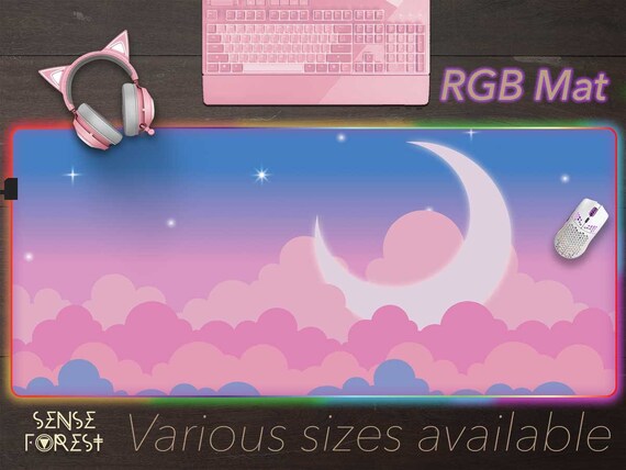 Kawaii Pastel Pink Stars Bokeh Light Desk Mat, Japanese Anime Desk Pad,  Extended Mouse Pad, Extra Large Gaming Pad Girly Desk Accessories 