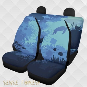 Ocean lovers Scuba diver Car Seat Cover, Sea life blue landscape car accessories, Ocean car decor accessories gift, diver driver gift