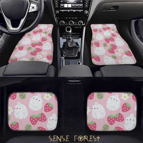 Strawberries Pink Car Seat Covers set of 2 Interior Car Accessories Kawaii  Seat Protectors Cute Car Accessories 