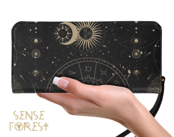 Buy Hautebella Credit Card Holder Wallet for Women Cute Small for Ladies  Teen Girls Female RFID Leather Cardholder Wallets Organizer Purse Sun and  Moon Star Girly Aesthetic Print Unique Zipper Online at