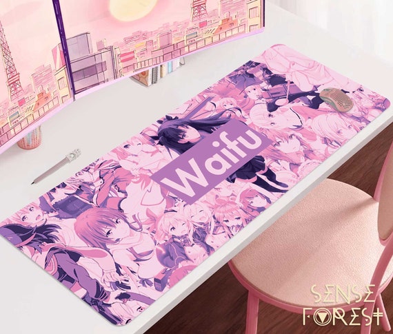 Grand tapis de souris rose anime surdimensionne personnalite - Temu Belgium