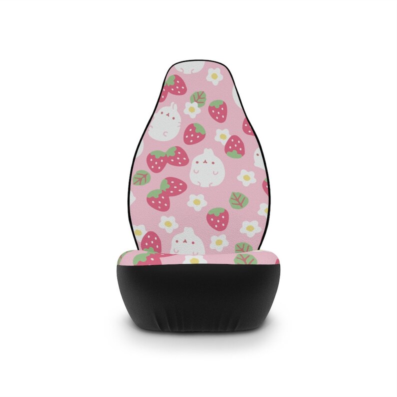 Kawaii Pastel Pink Car Seat Covers Chubby Bunny Strawberry Etsy
