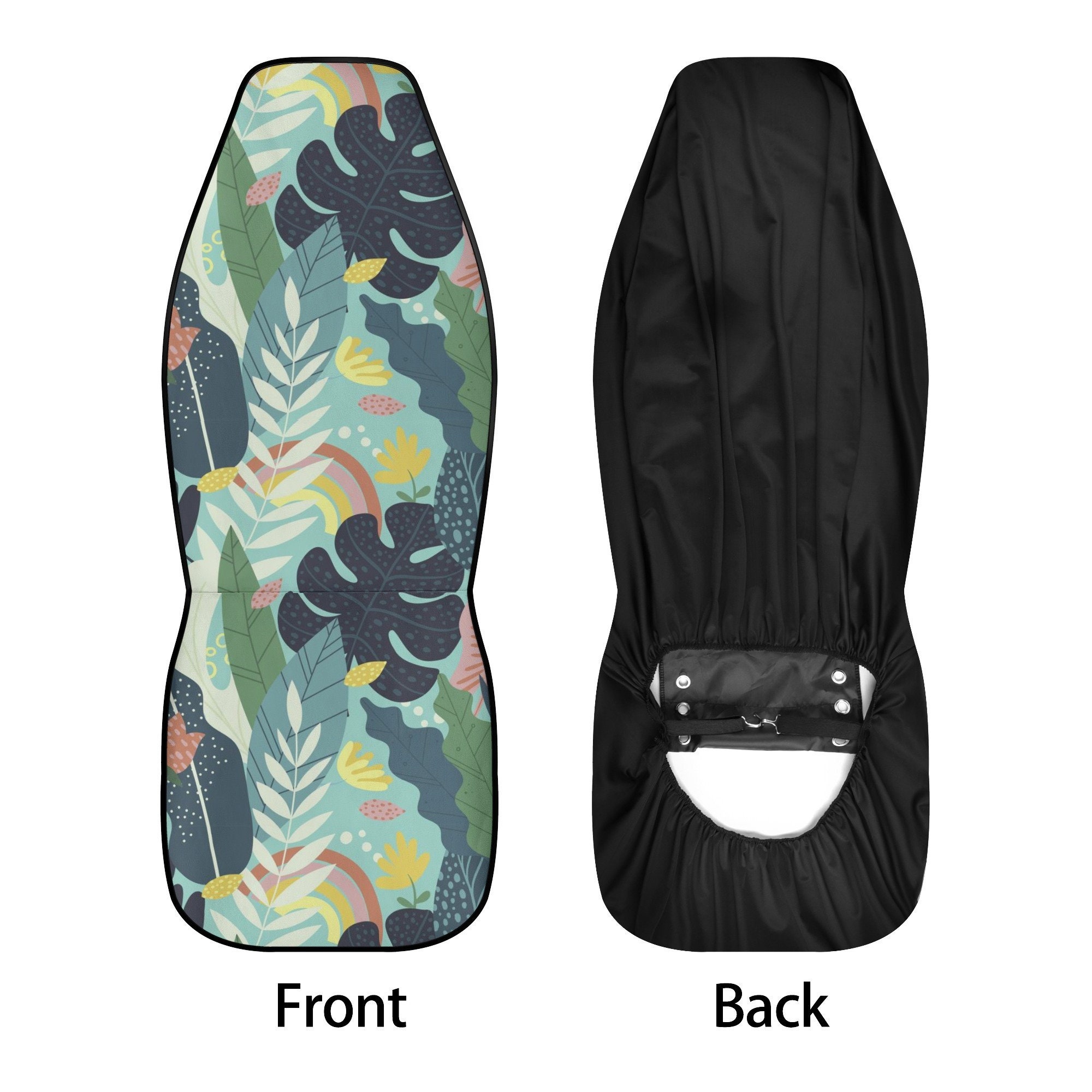 Discover Kawaii Green leaves Botanical Car Seat Covers, Cute Forest Minimlist Car Seat Cover for vehicle women Jungle car interior decor accessories