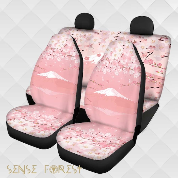 Kawaii Pink Japanische Mt Fuji Autositzbezüge, Niedliche Kirschblüte Sakura  Autositzbezug für Fahrzeugfrauen Autoinnendekorzubehör - .de