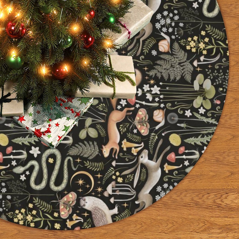 Wicca Witchy Forest Animal Christmas Tree Skirt Pagan Nature Etsy