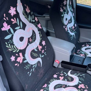 Boho Snake Witchy Cottagecore Black Car Seat Covers, Mystical Witch Car Seat Cover for vehicle, women car interior decor accessories