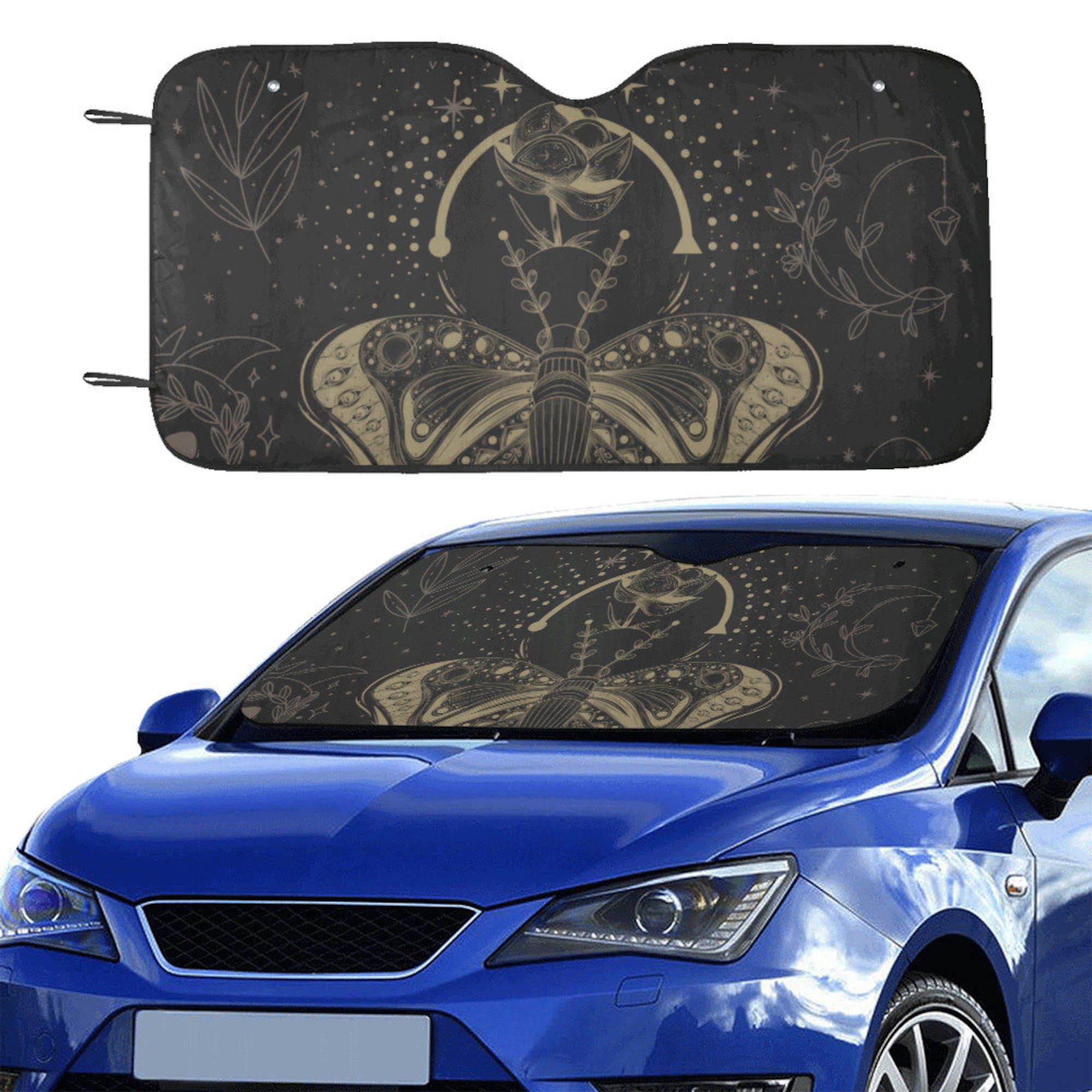 Witch Moth Moonphase Lotus Car sunshade for windshield