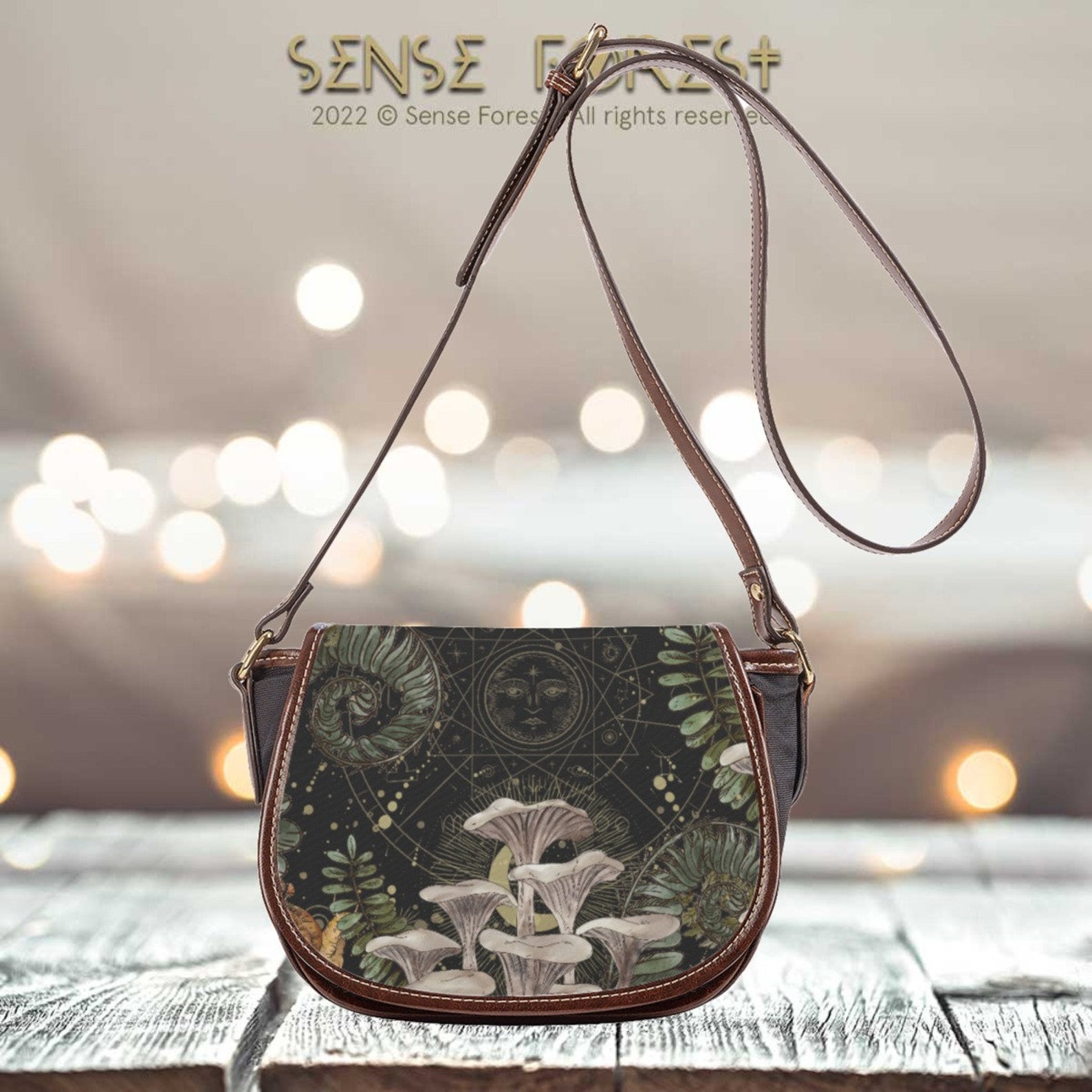 Retro Zodiac Forest Witch Canvas Saddle Bag With Vegan Leather - Etsy