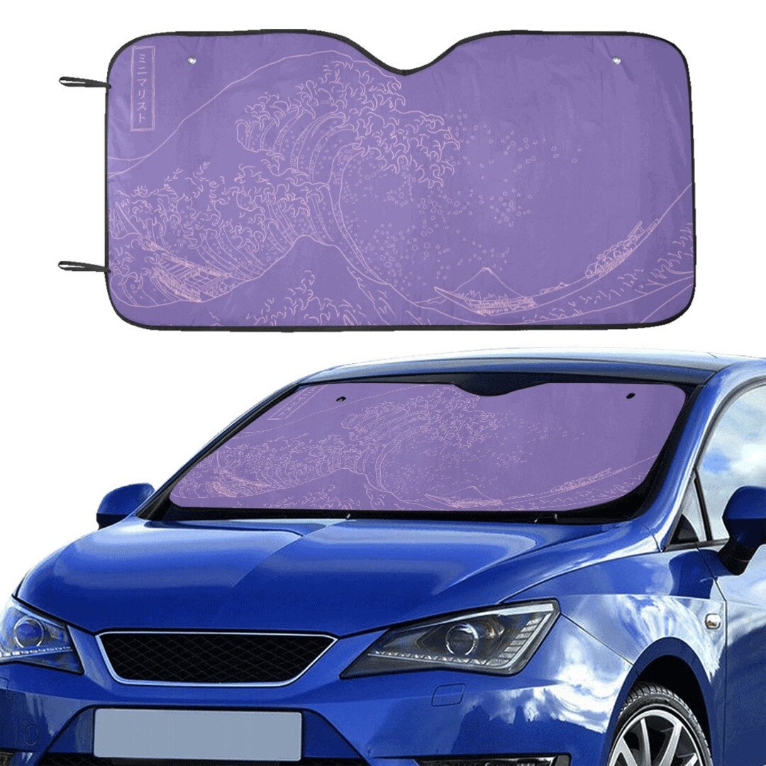 Kawaii Great Wave Car Sunshade for Windshield Purple Japanese Etsy