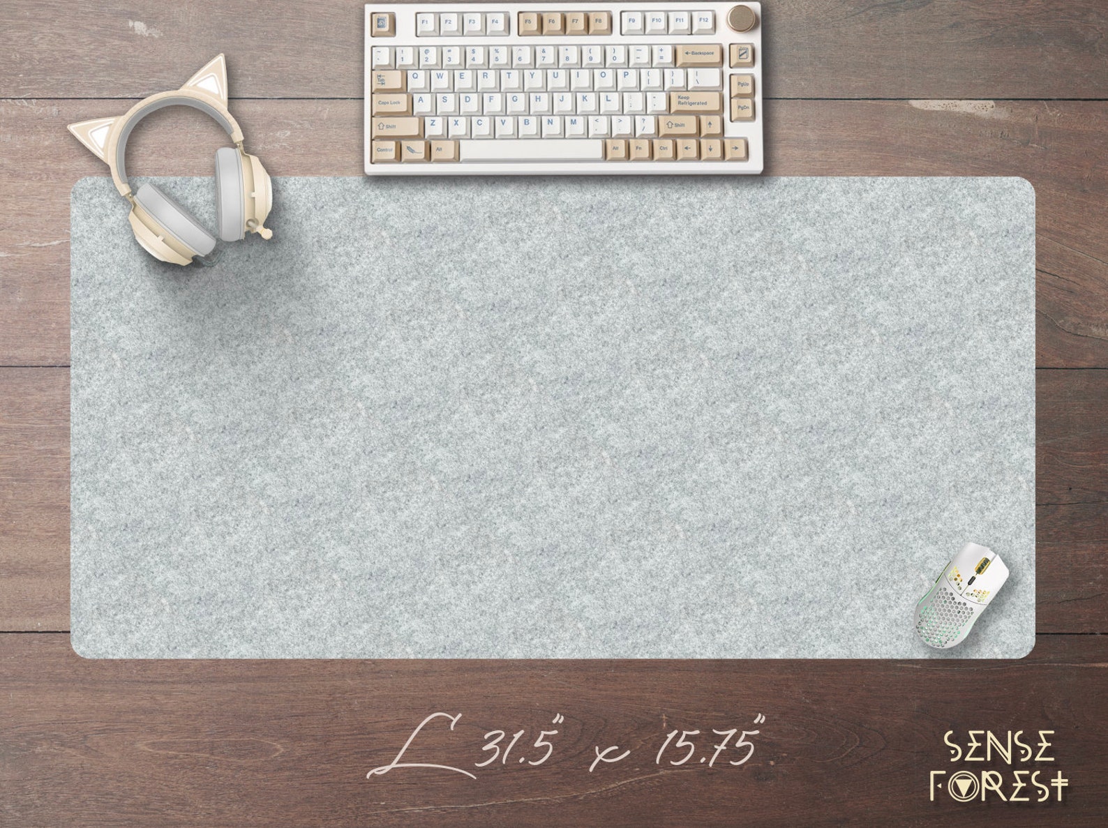 Minimalist XXL Felt Wool Desk Mat Solid Color Grey Gaming Etsy
