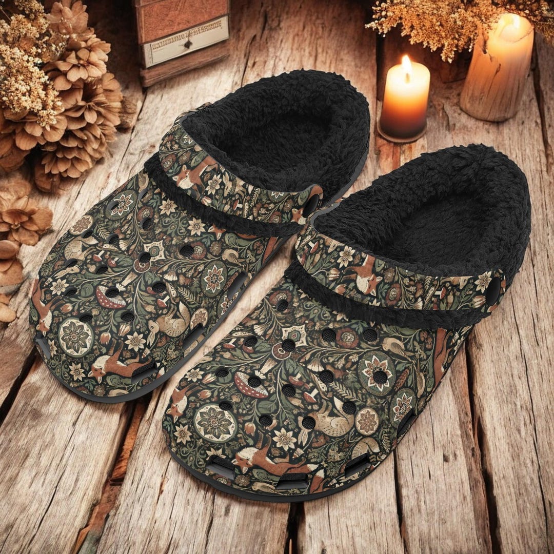 Cottagecore Mushroom Woodland Animal Slides, Nordic Folk Slip on Clogs ...
