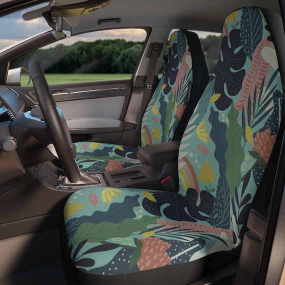Coprisedili per auto botanici con foglie verdi Kawaii, coprisedili per auto  minimalisti foresta carina per veicoli da donna Accessori per l'arredamento  interno dell'auto della giungla -  Italia