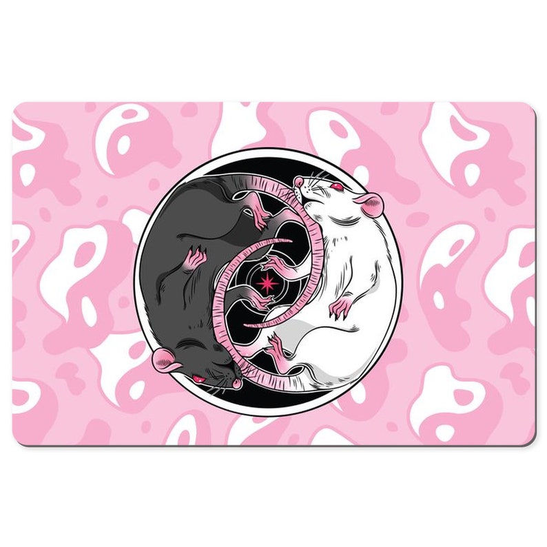 Pink Y2K Gamer Mousepad Cute Pastel Goth Yin Yang Mouses Girl Etsy