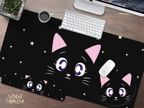 3-in-1 Gaming Keyboard Mouse Pad Desk Mat Set Cute Cat Ergonomic Keyboard  Wrist Support Mouse Mat Wrist Rest,anime Kawaii Desk Accessories For Home  Of