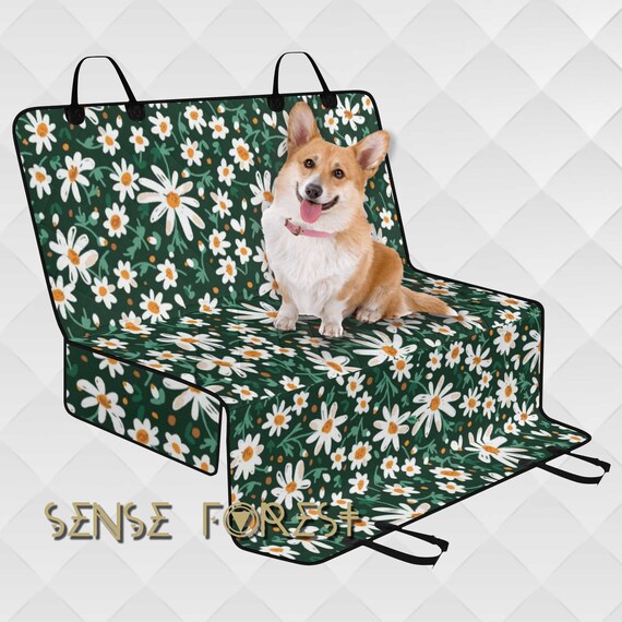 Cute Green Doodle Cat Print Pet Car Seat Cover main image 1