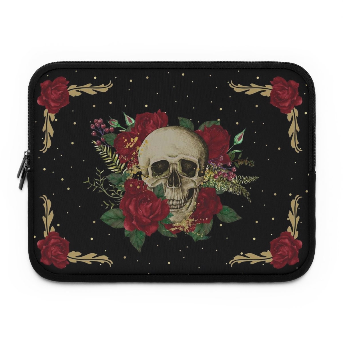 Discover Dark Academia Skull Rose laptop sleeve, cute Goth Witchy laptop case ipad tablet cover