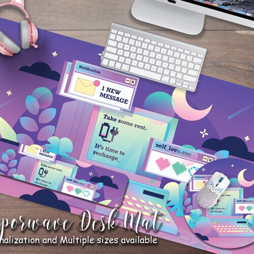 Pink Pastel Desk Mat Kawaii Desk Pad Cute Large Gaming Etsy