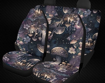 Dark Magic Mushroom Celestial car seat covers, front back seat covers for Vehicle, Car accessories decor for women, witchy seat covers