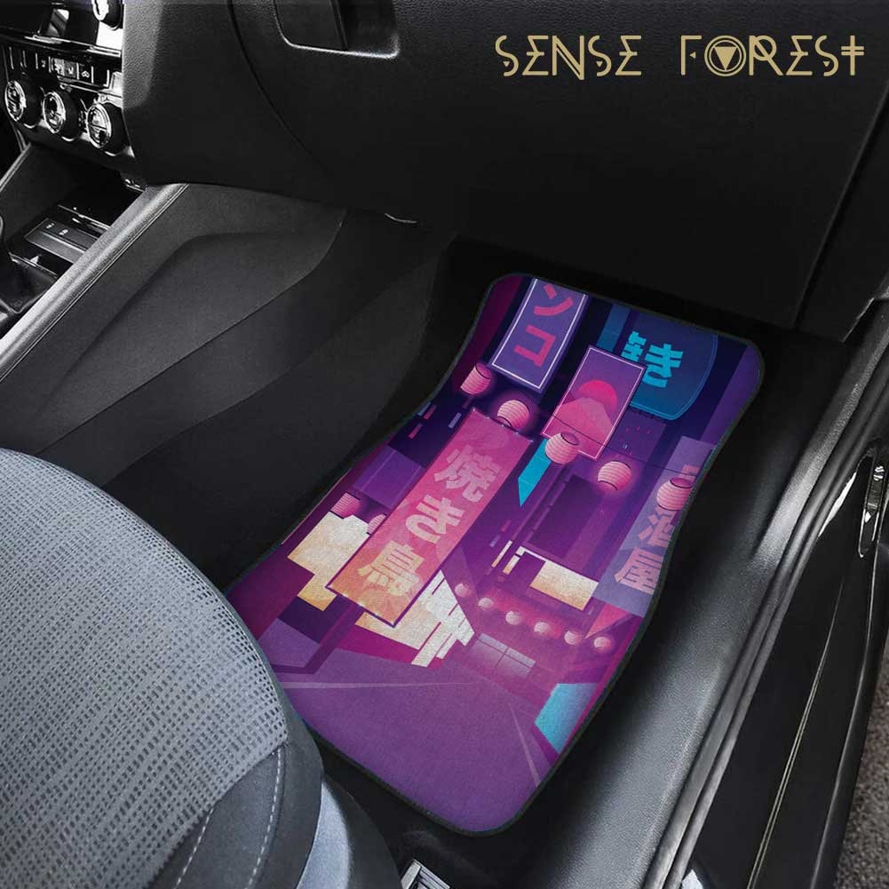 Purple Neon City Car Floor Mats Cute Japanese Night Street - Etsy Purple Neon City Car Floor Mats Cute Japanese Night Street - Etsy