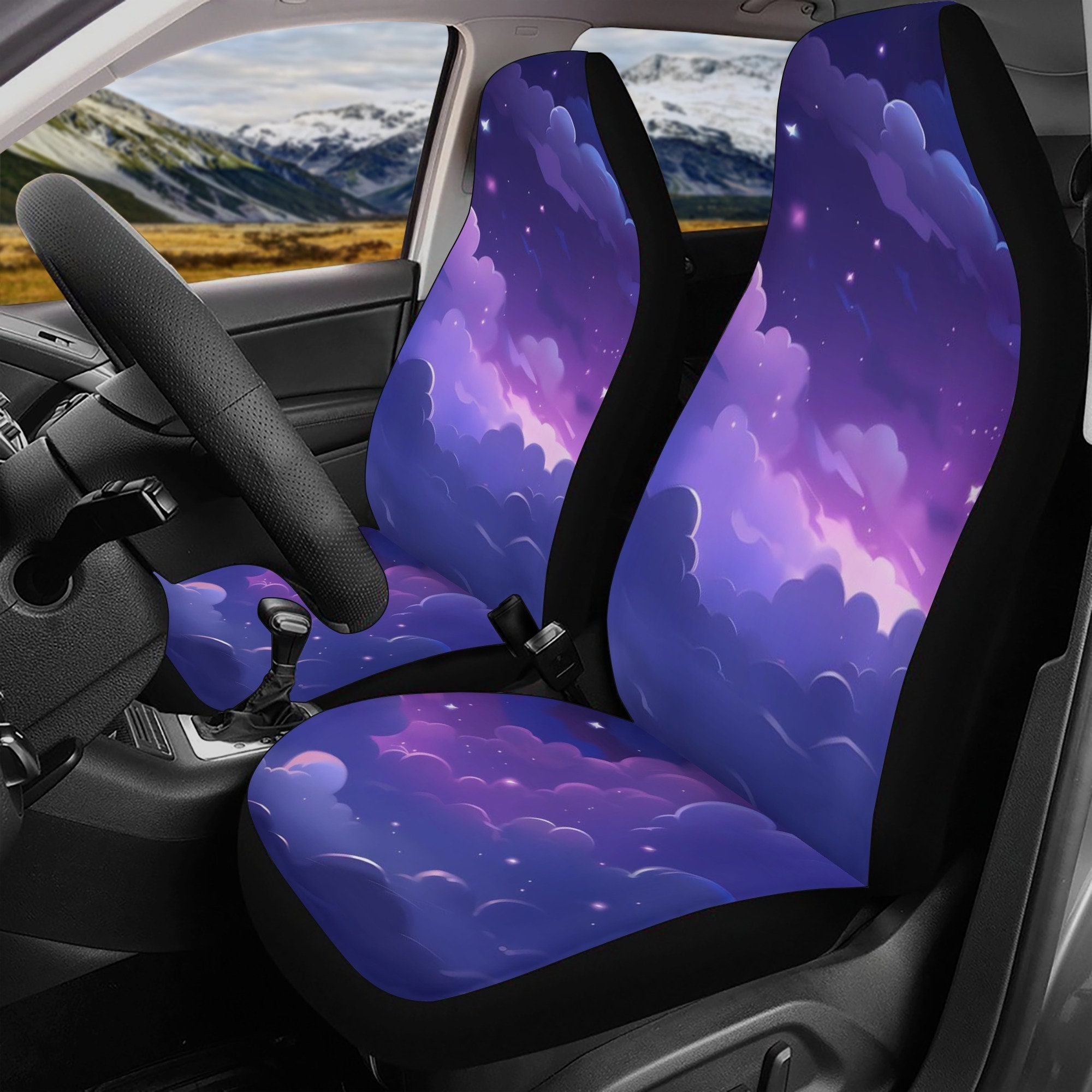 Lila Wolke Sternenhimmel Auto Sitzbezug Set Kawaii violett 