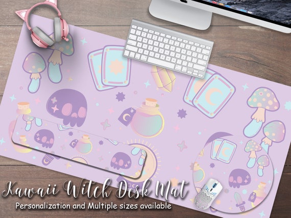 Tappetino da scrivania viola goth Kawaii, simpatico tappetino da scrivania  con elementi stregati, poggiapolsi mistico per mouse pad kawaii strega,  configurazione scrivania ragazza giocatore, tappetino gamig xxl -   Italia