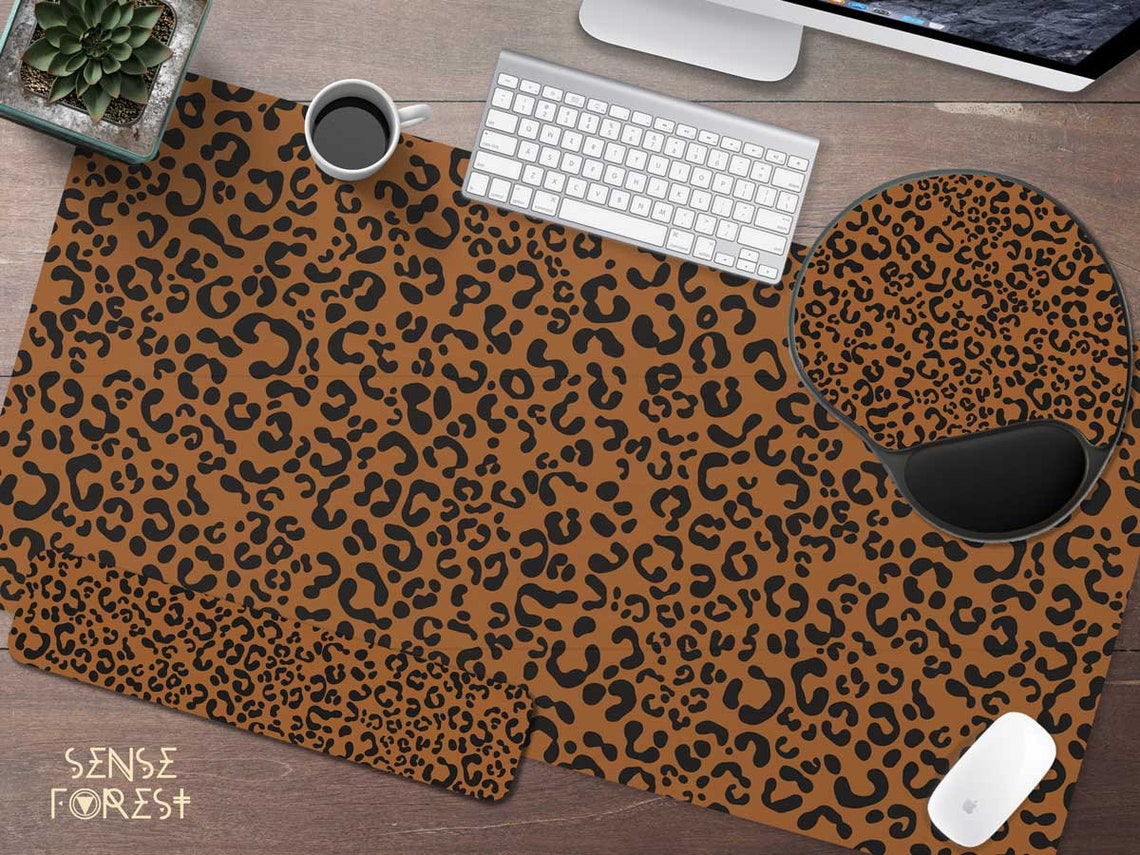Leopard Print Desk Mat Extra Large Cute Maximalist Brown Etsy