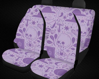 Kawaii Pastel Goth Car Seat Covers, Cute baby witch Spooky purple Seat Covers for vehicle, car interior decor, car accessories gift for her