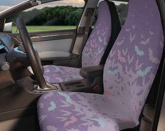 Kawaii Pastel Goth Car Seat Covers, Cute bats baby witch purple Seat Covers for vehicle, car interior decor, car accessories gift for women