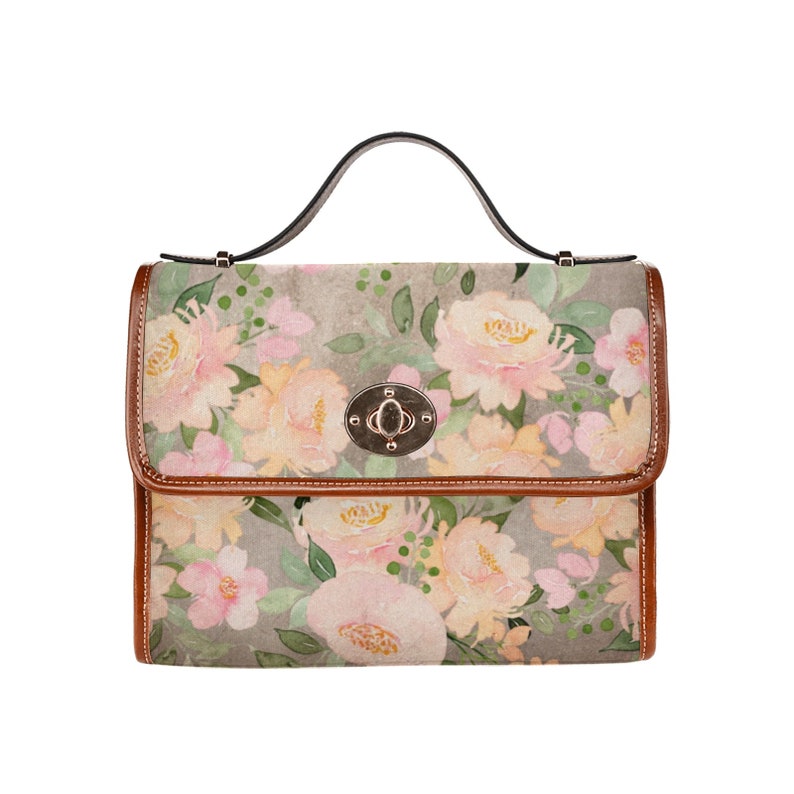 Cottagecore Dark Academia Canvas Satchel Bag Faded Floral - Etsy