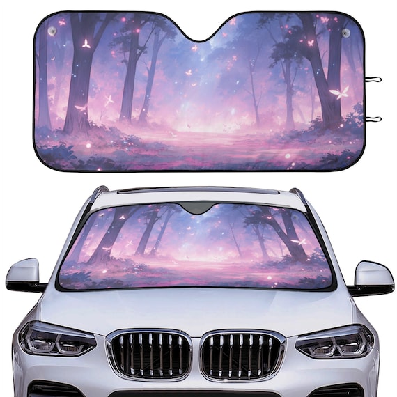 Pastell lila Autoschirm, rosa verzauberter Feenwald Sonnenschutz für  Windschutzscheibenabdeckung, kawaii anime Window Sun Blocker, Auto Auto  Dekor Bildschirm - .de