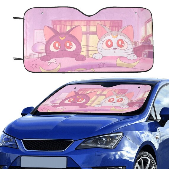 Luna Cat Pink Retro Anime Car Sunshade for Windshield Kawaii - Etsy Luna Cat Pink Retro Anime Car Sunshade for Windshield Kawaii - Etsy