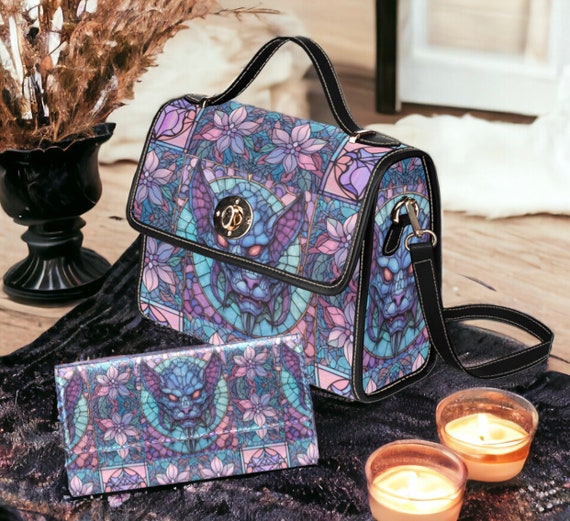 Gothic Stained Glass Gargoyle Canvas Satchel Bag Kawaii Goth Medieval Purse Handbag Cute Pink Witchy Crossbody Hippies Bag Wallet Set Etsy