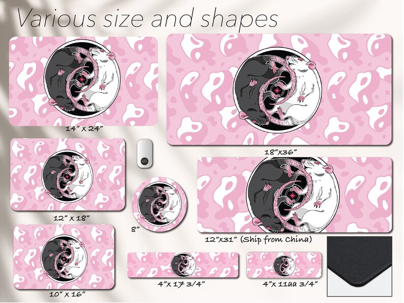 Pink Y2K Gamer Mousepad Cute Pastel Goth Yin Yang Mouses Girl Etsy