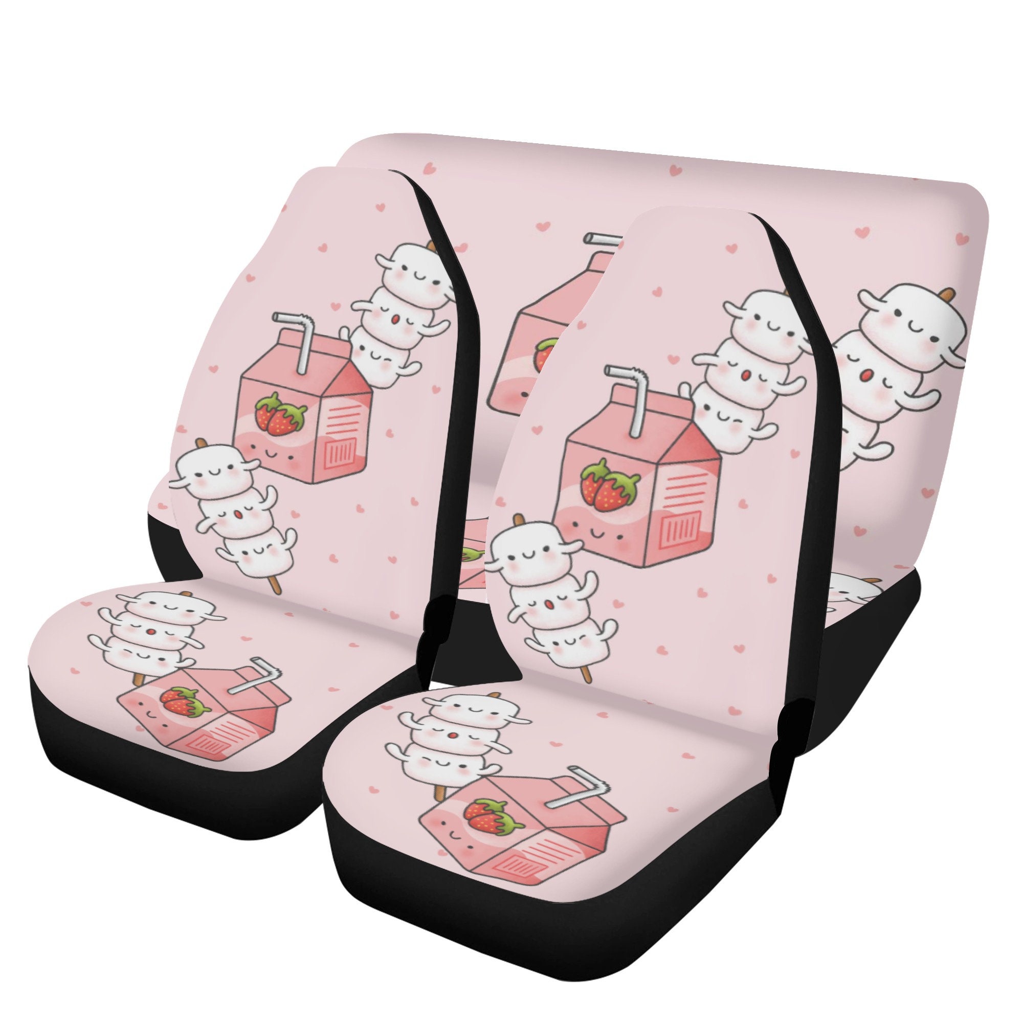Kawaii rosa Erdbeermilch Auto-Sitzbezug-Set, japanische kawaii