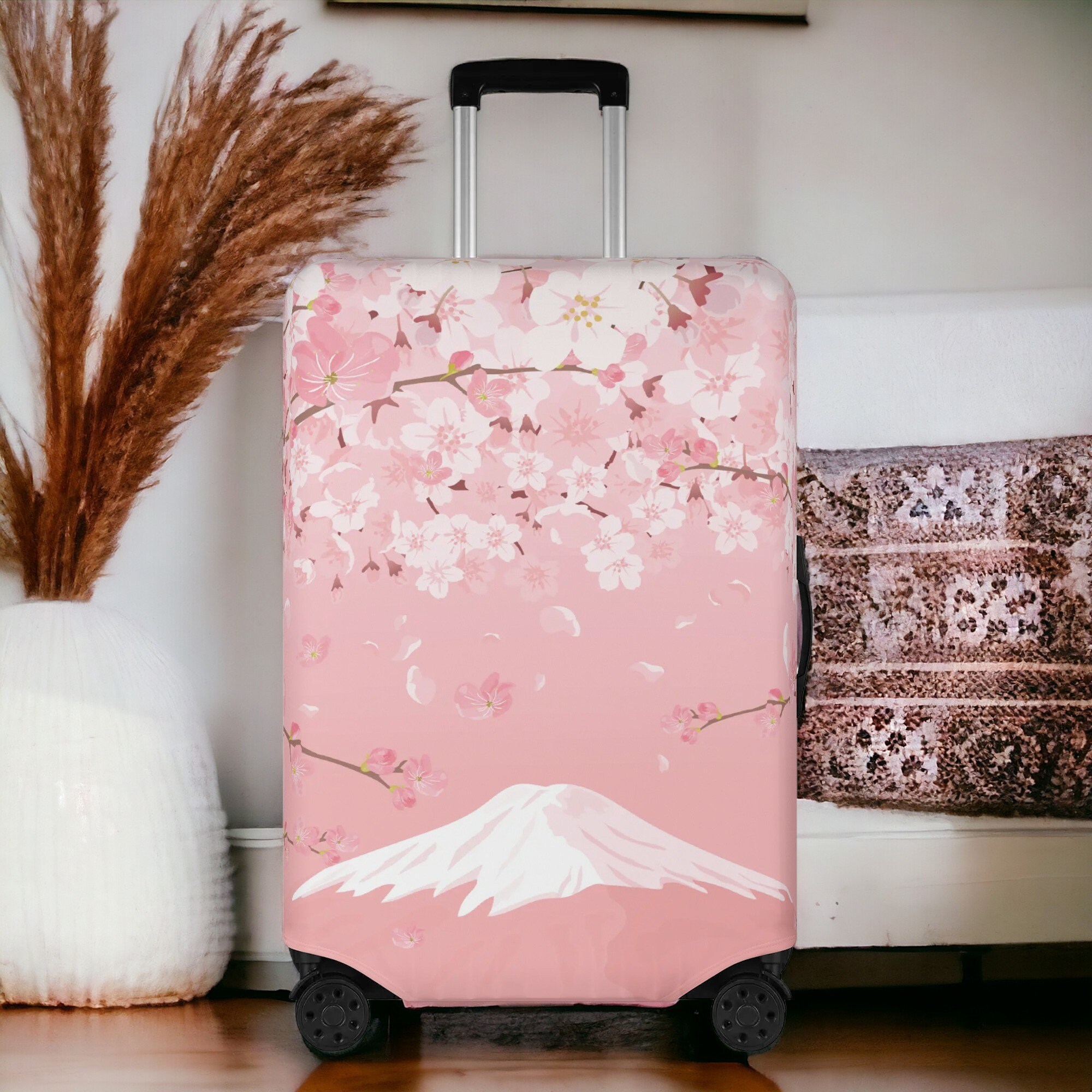 Cute Pink Cherry Blossom Japanese Polyester Luggage Cover