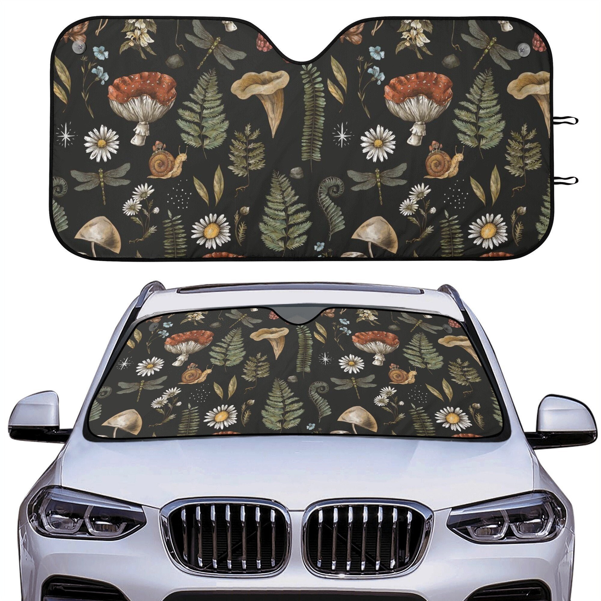 Discover Cottagecore Mushroom Fern Car Sun Shade